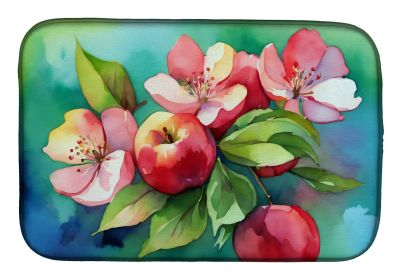Arkansas Apple Blossom in Watercolor Dish Drying Mat Absorbent Dish Drying Mat Pad for Kitchen Counter Dish Drainer Mat for Countertop, 14 x 21"