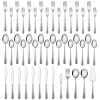 Vesteel 45-Piece Silverware Set with Serving Utensils, Stainless Steel Hammered Flatware Cutlery Set for 8 Include Forks Knives Spoons