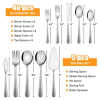 Vesteel 45-Piece Silverware Set with Serving Utensils, Stainless Steel Hammered Flatware Cutlery Set for 8 Include Forks Knives Spoons
