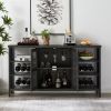 Industrial Wine Bar Cabinet with Liquor Storage, Sideboard featuring Wine Racks & Stemware Holder (55.12''w x 13.78''d x 30.31''h)