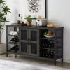 Industrial Wine Bar Cabinet with Liquor Storage, Sideboard featuring Wine Racks & Stemware Holder (55.12''w x 13.78''d x 30.31''h)