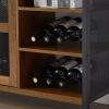 Industrial Wine Bar Cabinet with Liquor Storage, Sideboard featuring Wine Racks & Stemware Holder (55.12''w x 13.78''d x 30.31''h)