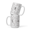 White Glossy Coffee Mugs Luxe with Geometric Design By HadiArts