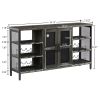 Industrial Wine Bar Cabinet with Liquor Storage, Sideboard featuring Wine Racks & Stemware Holder (55.12''w x 13.78''d x 30.31''h)
