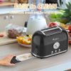Toaster 2 Slice Retro Toaster Stainless Steel with 6 Bread Shade Settings and Bagel Cancel Defrost Reheat Function