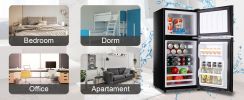 3.5Cu.Ft Compact Refrigerator Mini Fridge with Freezer, Small Refrigerator with 2 Door, 7 Level Thermostat Removable Shelves for Kitchen, Dorm
